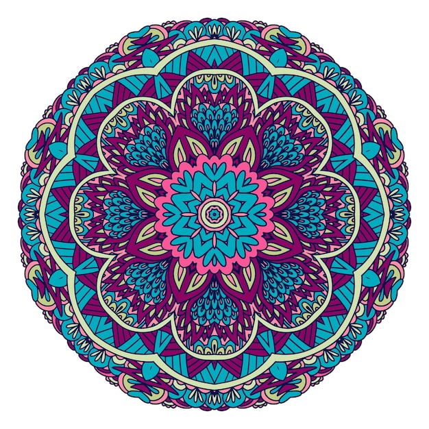 Vector naadloze patroon etnische boho kunst mandala Doodle ontwerp met kleurrijke ornament