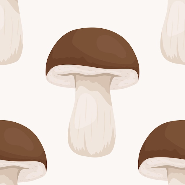 Vector naadloze patroon met Bolete paddestoel op wit naadloze textuur Hand getekende Cartoon Bolete paddestoelen ontwerpsjabloon voor textiel behang afdrukken Leccinum Scabrum Penny Bun