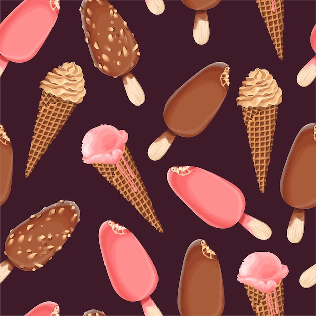 Vector naadloze patroon met chocolade-ijs