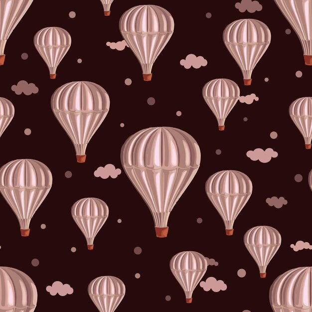 Vector naadloze patroon met hete luchtballon 3d in vintage stijl.