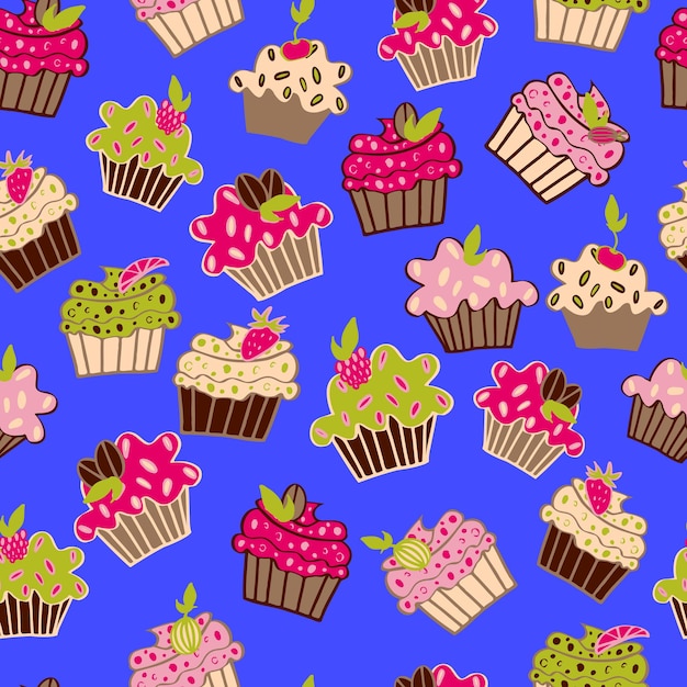 Vector naadloze patroon schattige cupcakes