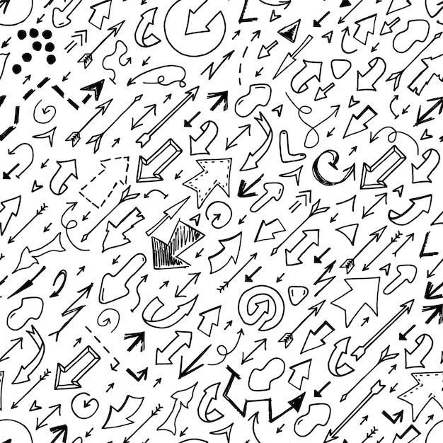 Vector naadloze pijl patroon doodle stijl hand getrokken ontwerp Decoratieve tekening achtergrond