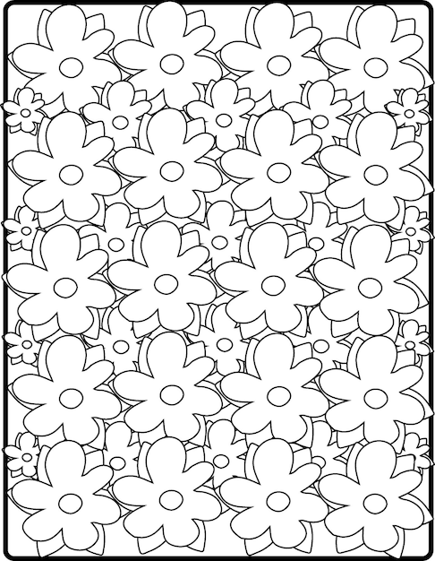 Vector naadloze zwart-wit bloemmotief hand getekende bloemen textuur decoratieve bloemen kleurplaat pagina