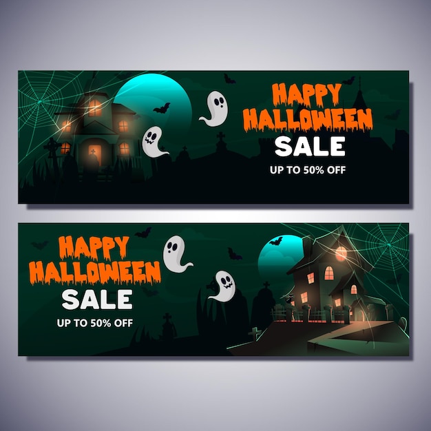 Vector vector nacht gelukkige halloween-banners