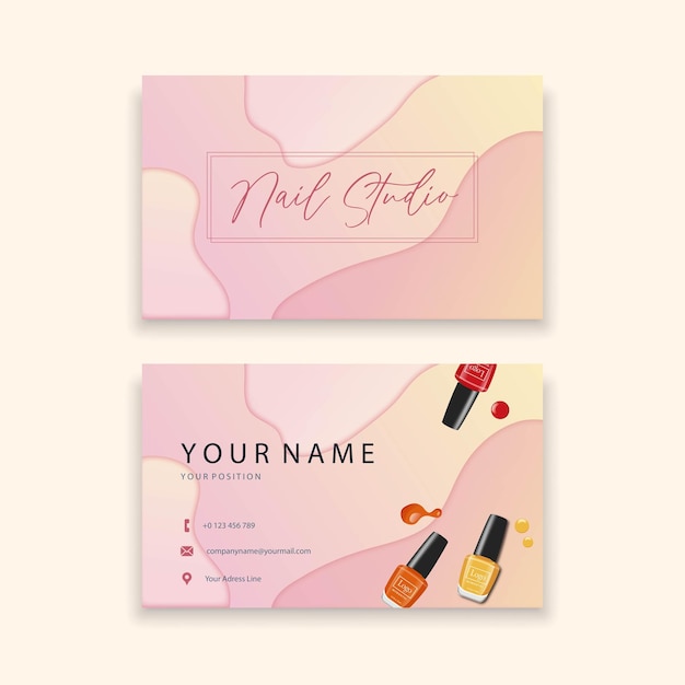 Vector vector_nail studio business card design with nail polish color nails