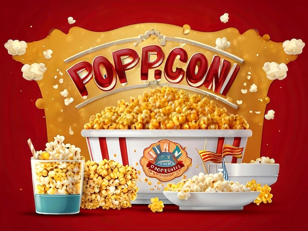 Vettore il design del banner del giorno nazionale dei popcorn di vector è isolato