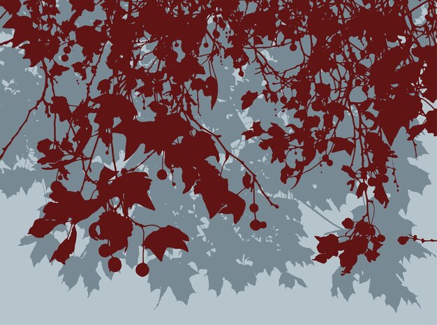 Vector vector nature background of silhouettes maple tree branches with autumn leaves