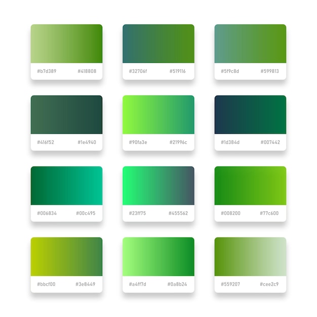 Vector vector nature eco green gradient shades set 12 with color code