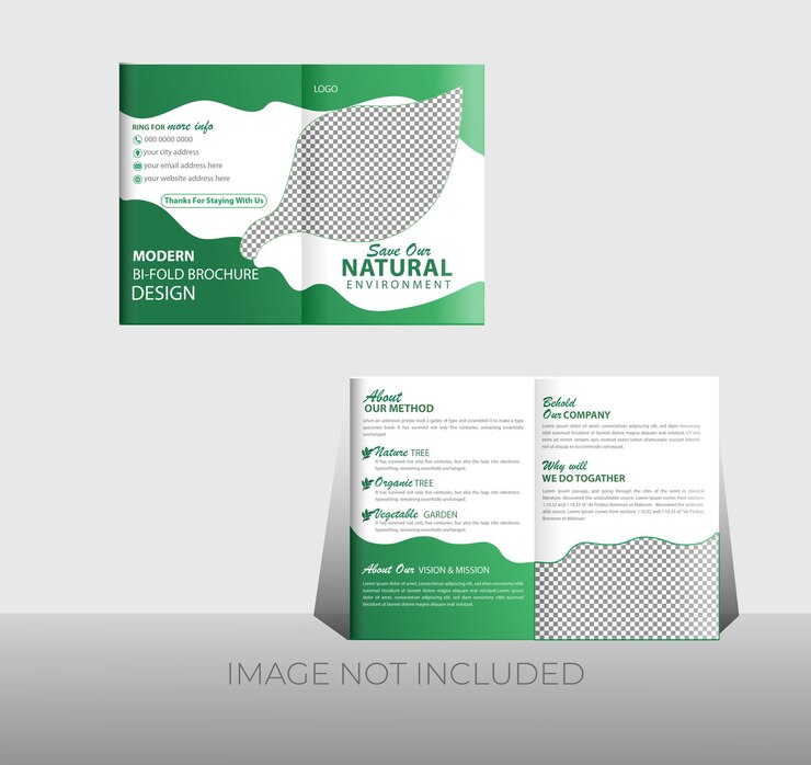 Vector vector nature flat bi fold brochure design