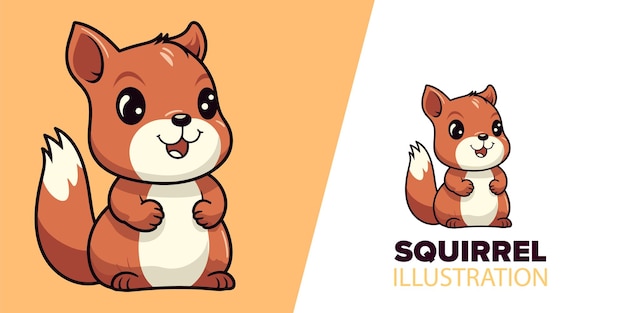 Vector vector nature icon playful squirrel cartoon illustration in flat style