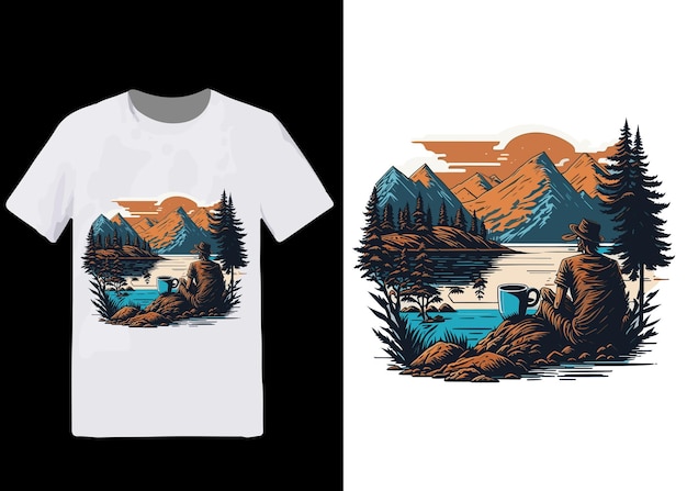 ベクトル自然山 t シャツ デザイン