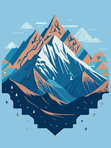 겨울 초상화 예술 그림 디자인 작품의 벡터 자연 눈 덮인 산 언덕