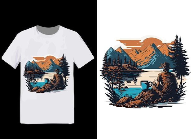 Vector natuur berg tshirt ontwerp