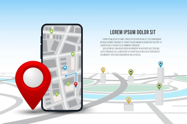 Vector navigation mobile application concept Smartphone with city street Banner web design