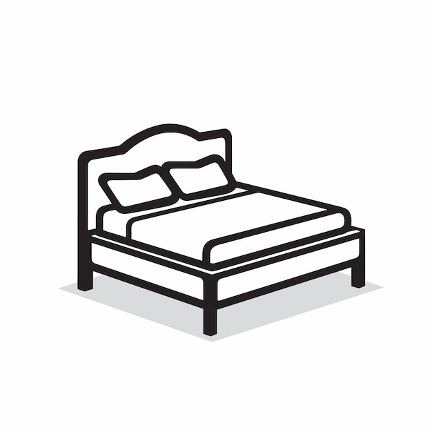 Vector of a neatly made bed with crisp white linens and fluffy pillows