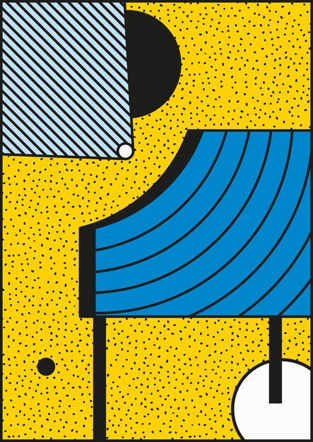 Вектор Векторная композиция neo memphis в винтажном стиле 80-х 90-х. это жирное изображение блоков для запоминающегося фирменного стиля. наклейки. обои, графический дизайн.