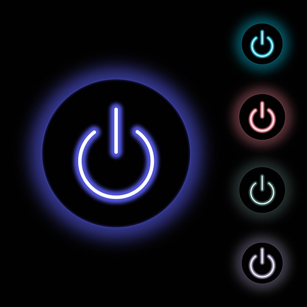 Vector neon aan uit knop Set met moderne kleuren