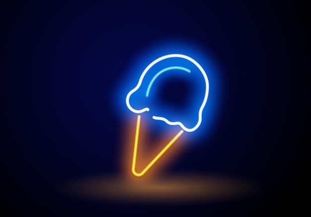 Vector neon ijs logo zoet dessert op wafel kegel logo achtergrond