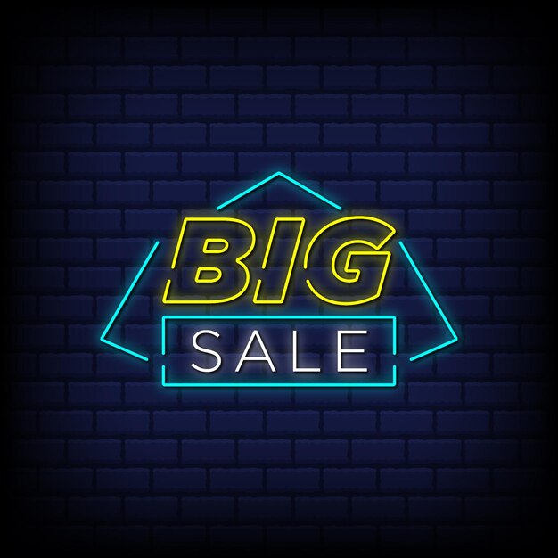 Vector neon sign big sale with brick wall background vector