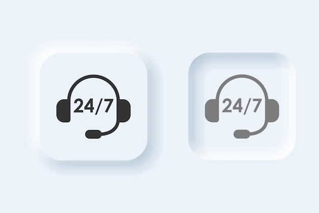 UI 디자인을 위한 벡터 뉴모픽 스타일 고객 통화 지원 버튼 세트