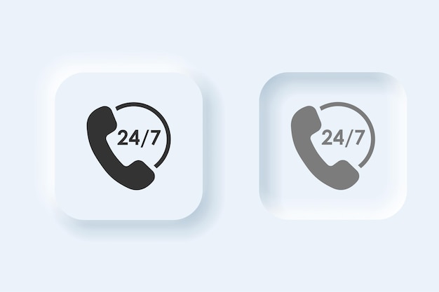 Vector neumorphic style Customer Call Support button set for UI design