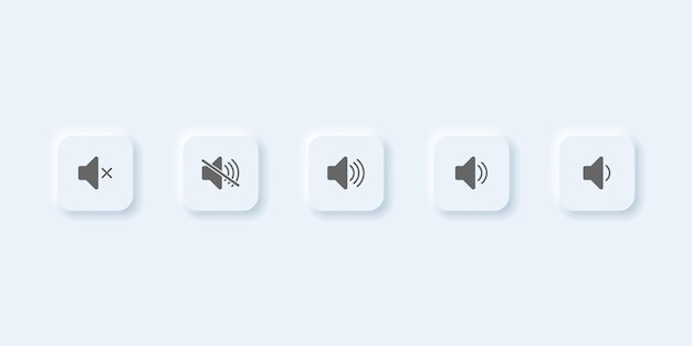 UIデザイン用に設定されたベクトルニューモルフィックスタイルのボリュームボタン