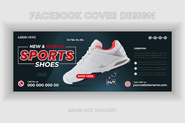 Vector new shoes collections facebook cover banner promotion