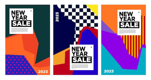 Vector New Year 2023 Sale with colorful abstract background for banner advertising