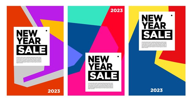 벡터 새해 2023년 배너 광고를 위한 다채로운 추상적 배경이 있는 판매