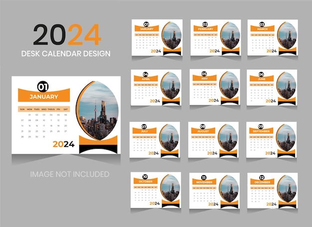 vector new year 2024 calendar design