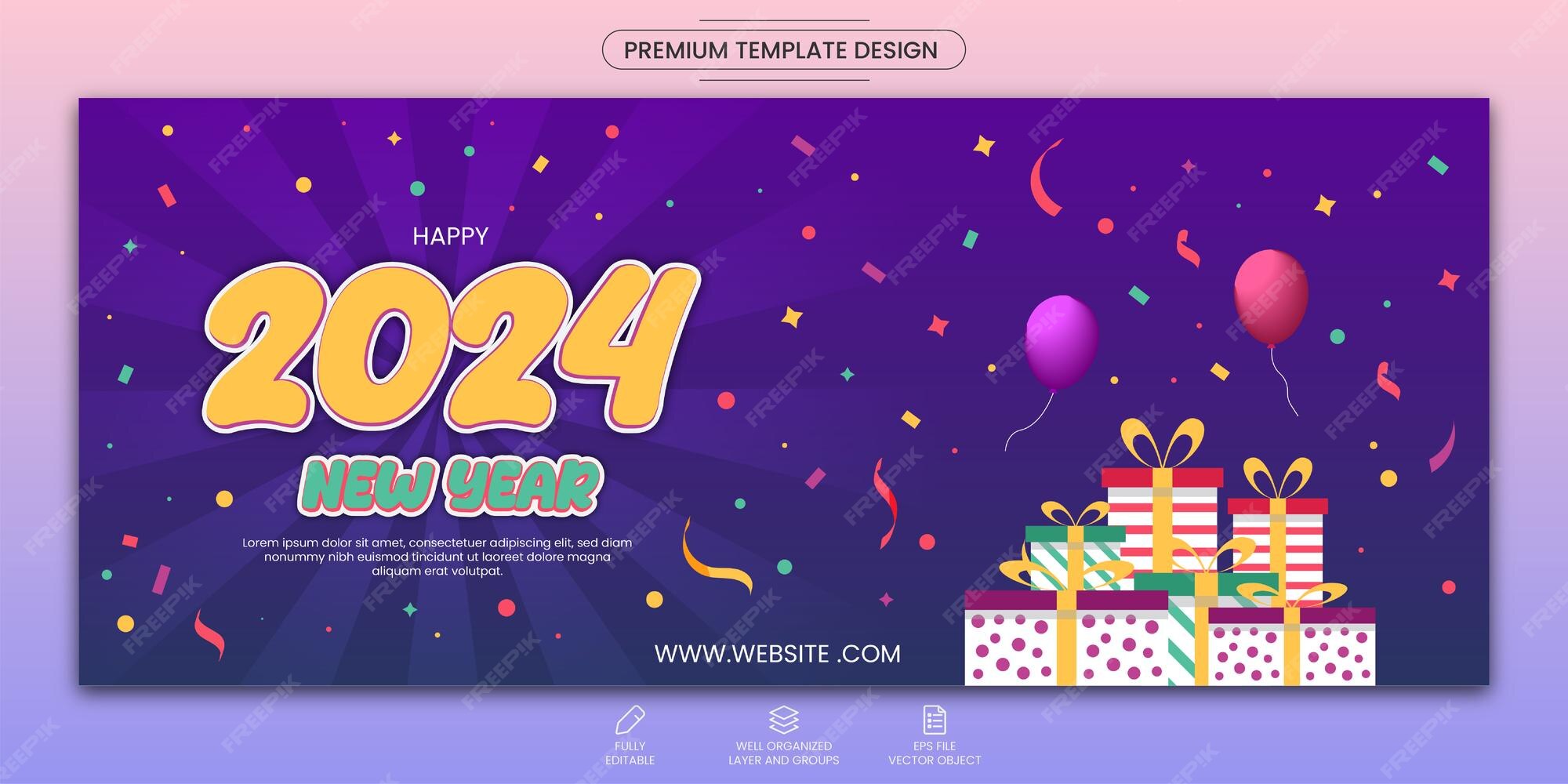 Premium Vector Vector new year 2024 horizontal banners template