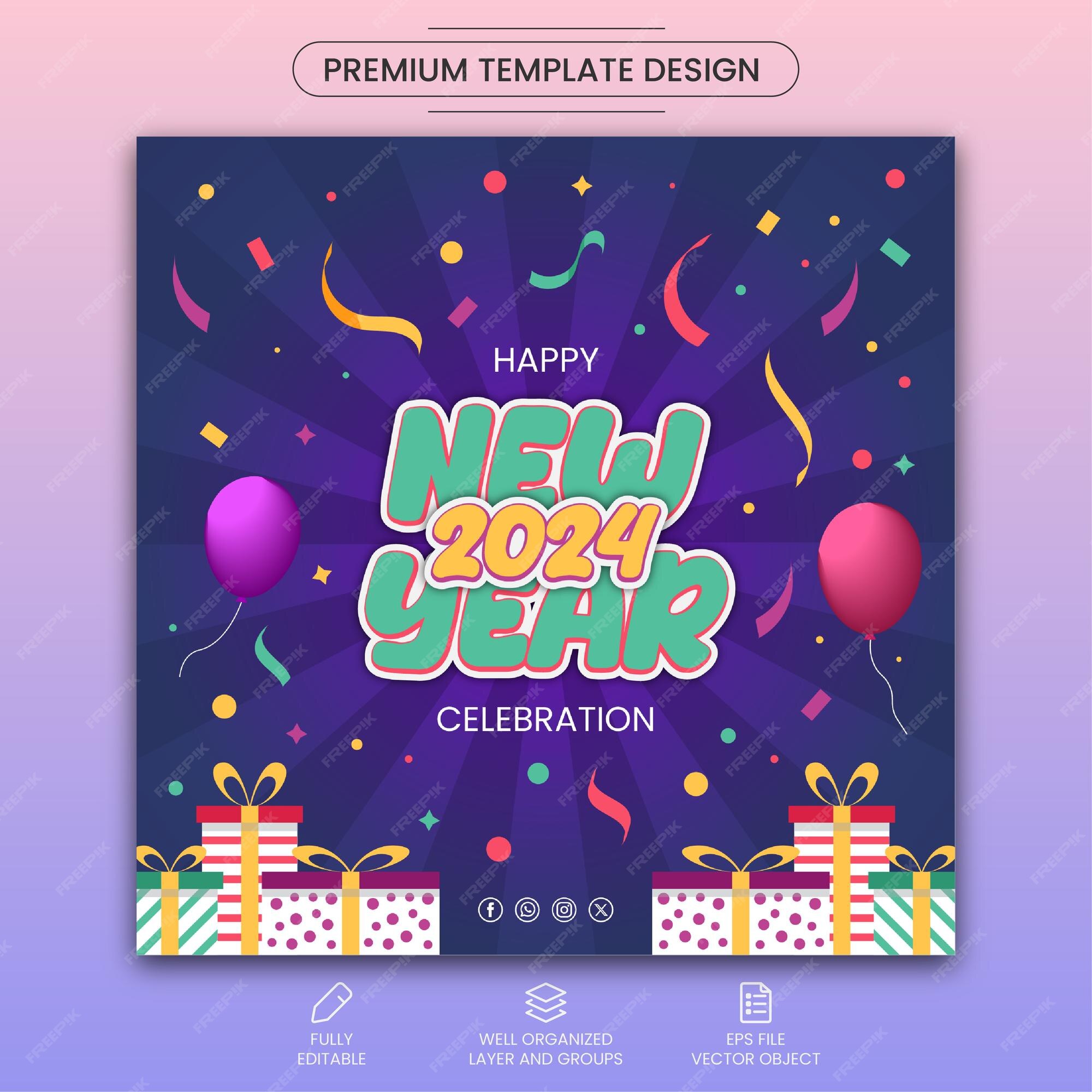 Premium Vector Vector new year 2024 instagram post