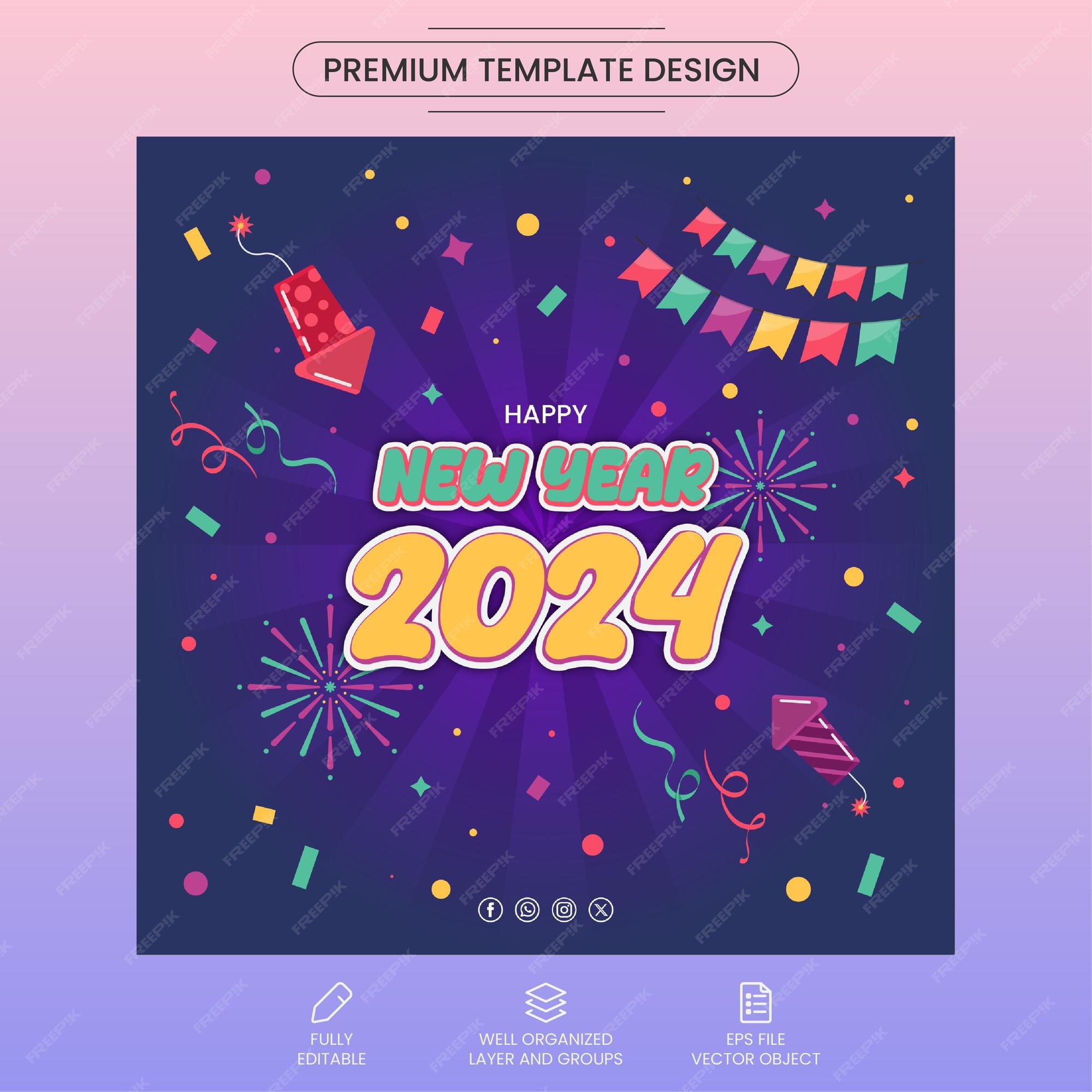 Premium Vector Vector new year 2024 social media template