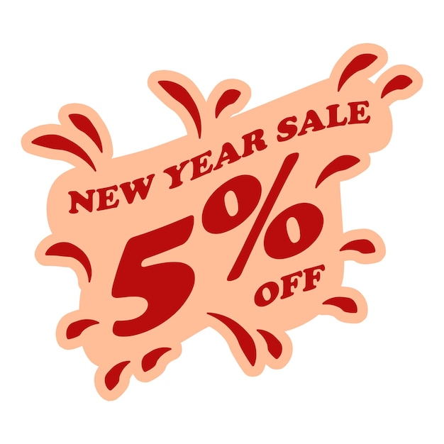 Vector New Year Sale Discount Sticker Tag 5 Percent Discount
