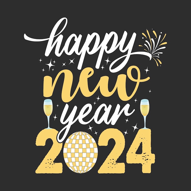 Vettore vector new year t shirt design 2024 svg design happy new year design