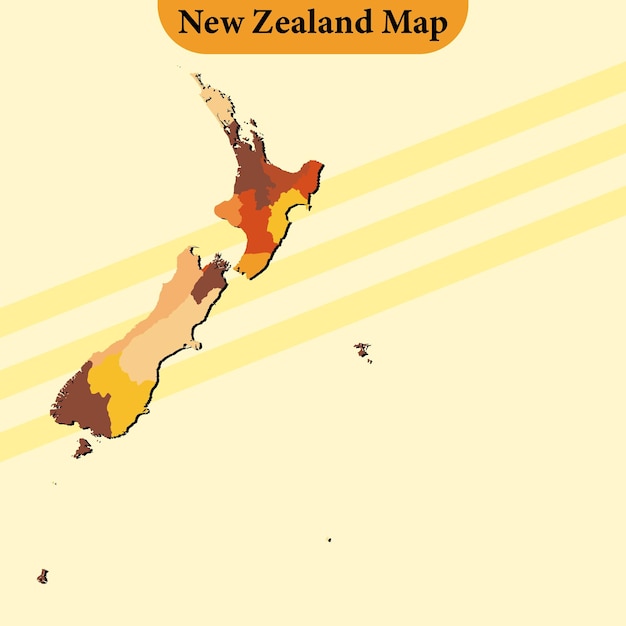 Vector new zealand map vector with regions and cities lines and full every region