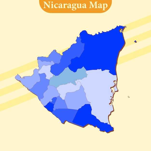 Vector vector nicaragua map vector with regions and cities lines and full every region