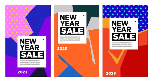Vector Nieuwjaar 2023 Verkoop met kleurrijke abstracte achtergrond voor bannerreclame