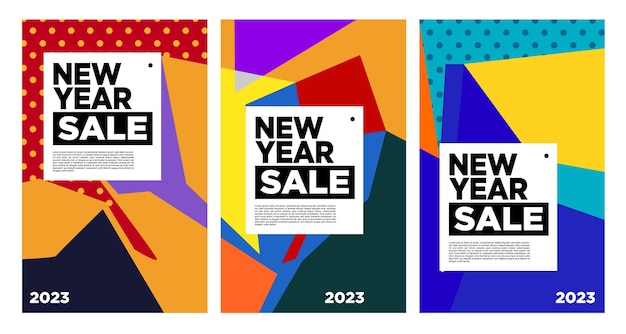 Vector Nieuwjaar 2023 Verkoop met kleurrijke abstracte achtergrond voor bannerreclame