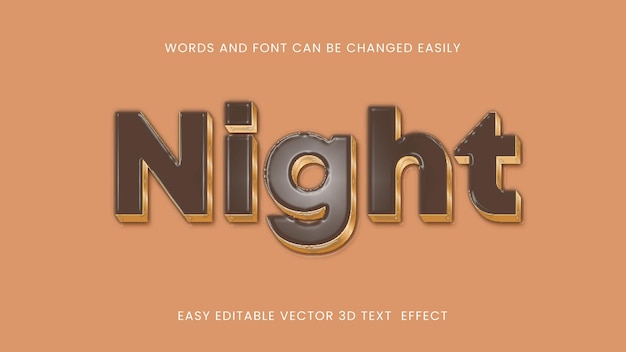Vector night editable text effect design
