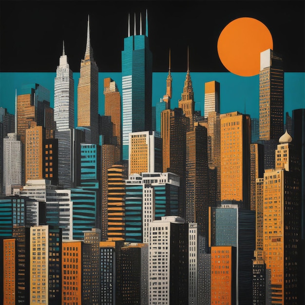 vector of the night view of the city of manhattan vector of the night view of the city of manha