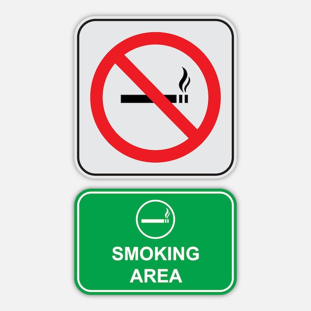 vector no smoking and smoking area signs