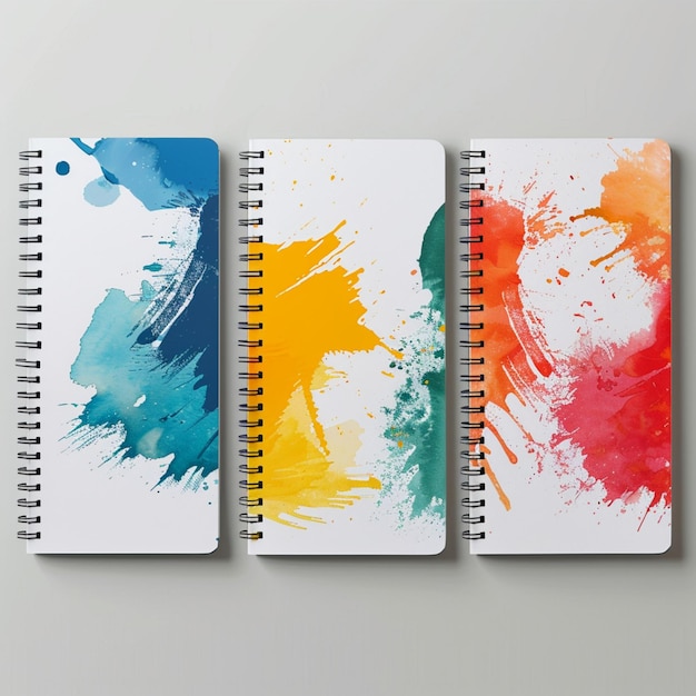 Vector notebook cover grunge ink colorful summer set bright minimal background screen cafe bar juicy