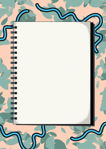 vector notebook with vintage hand drawn background