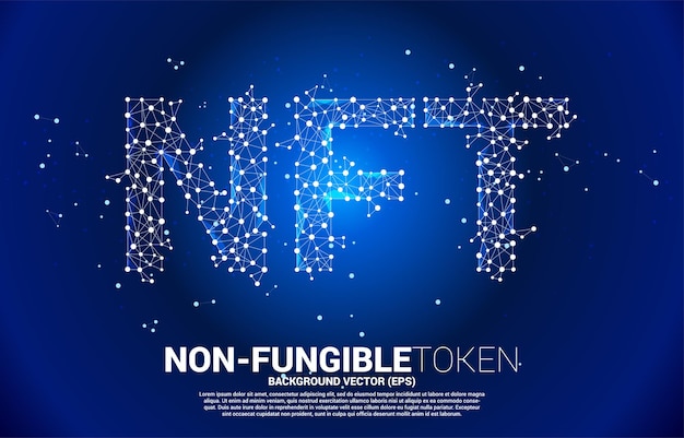 Vector ntf from polygon dot connect line. banner for non-fungible token market.