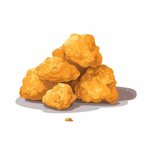 Vector vector nugget illustratie geïsoleerde kip eten snack lunch cartoon snelle set knapperige mea