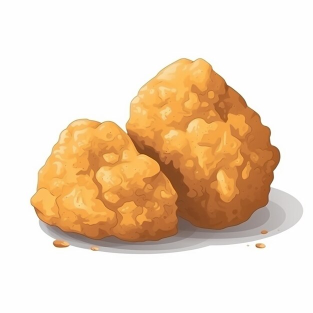 Vector vector nugget illustration isolated chicken food snack lunch cartoon fast set crispy mea