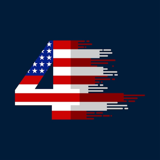 Vector number 4 with the American flag