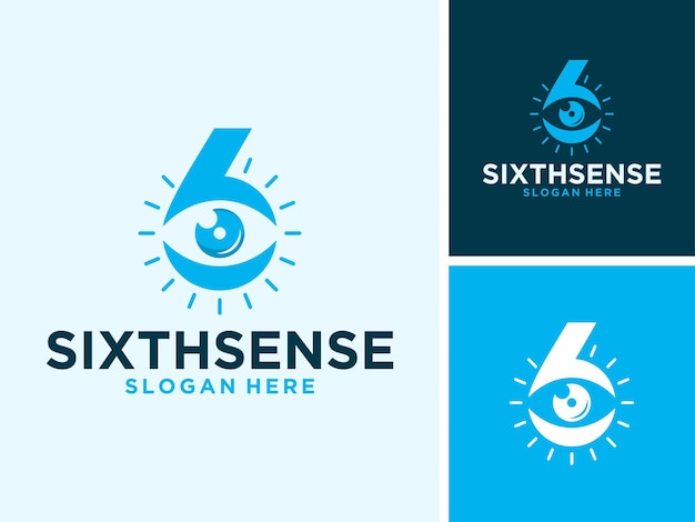 Vector number six eyes sixth sense minimalist logo