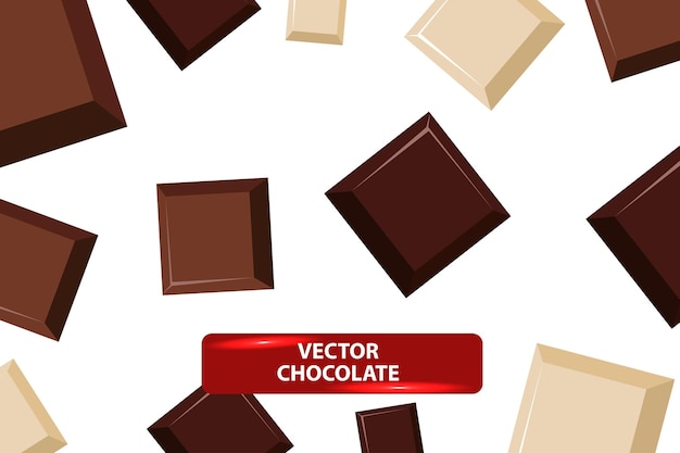 Vector object chocolate white box and flying chocolate